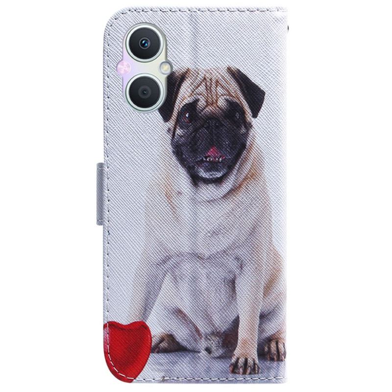 Capa De Couro Para Oppo Reno 8 Lite Cachorro Pug