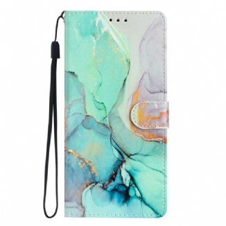 Capa De Couro Para Oppo Reno 8 Lite De Cordão Tira De Mármore