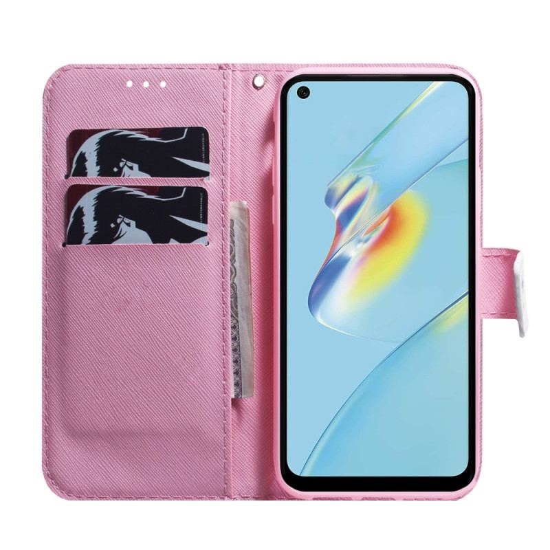 Capa De Couro Para Oppo Reno 8 Lite Flor Rosa