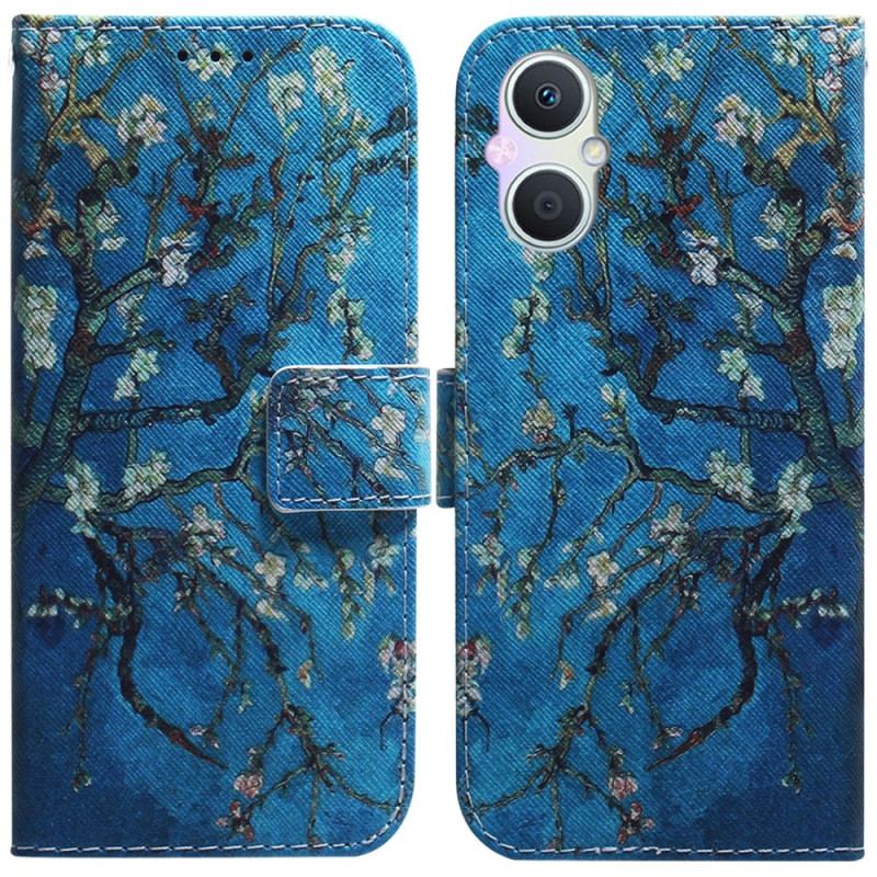 Capa De Couro Para Oppo Reno 8 Lite Ramos Floridos