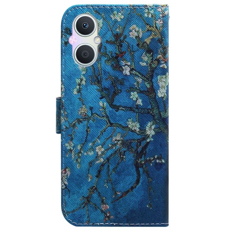 Capa De Couro Para Oppo Reno 8 Lite Ramos Floridos