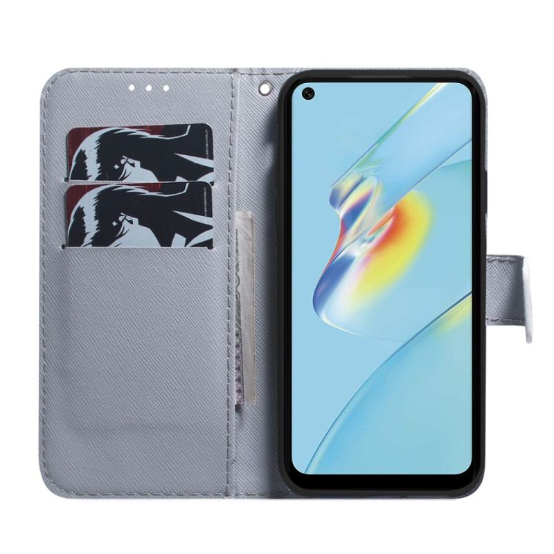 Capa Em Pele Para Oppo Reno 8 Lite Corujas Pintando