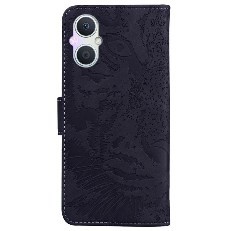 Capa Em Pele Para Oppo Reno 8 Lite Pegada De Tigre