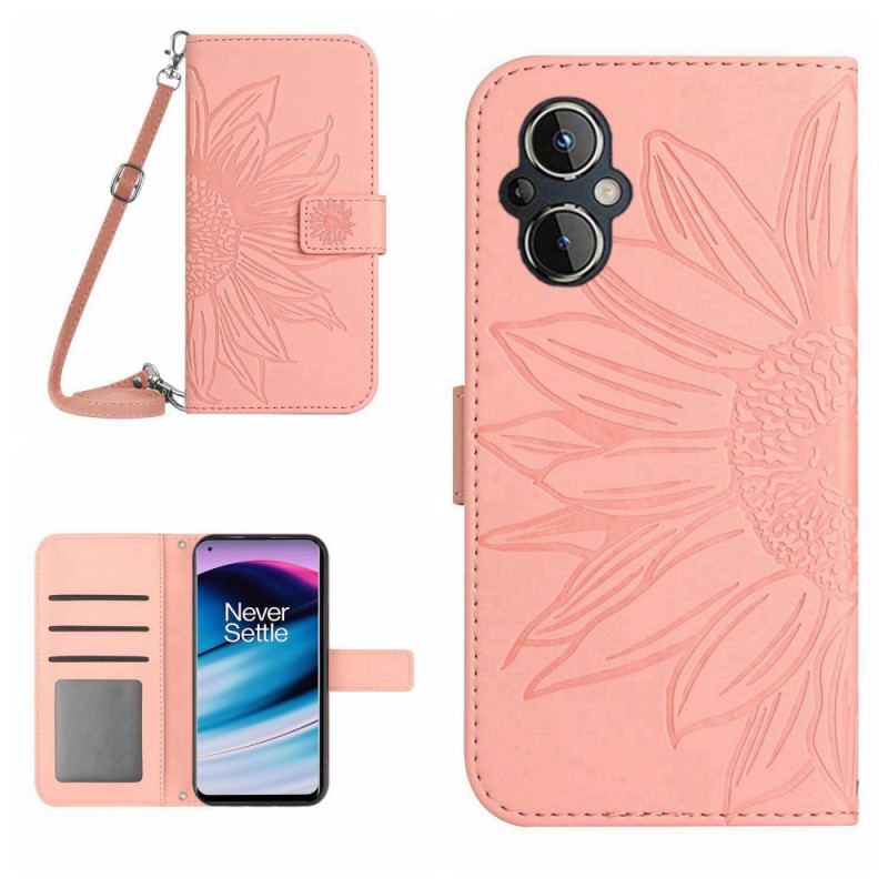 Capa Flip Para Oppo Reno 8 Lite Alça Girassol