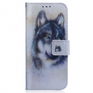 Capa Flip Para Oppo Reno 8 Lite Aquarela Lobo