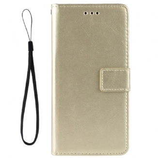 Capa Flip Para Oppo Reno 8 Lite De Cordão Correia Chamativa De Couro Falso