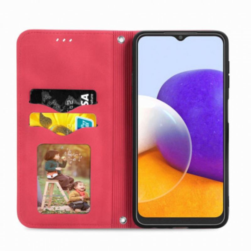 Capa De Celular Para Samsung Galaxy A22 Flip Couro Falso Vintage