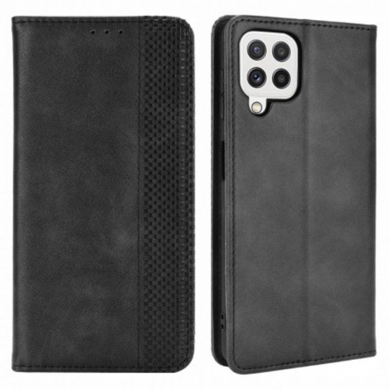 Capa De Celular Para Samsung Galaxy A22 Flip Efeito Couro Vintage Estilizado