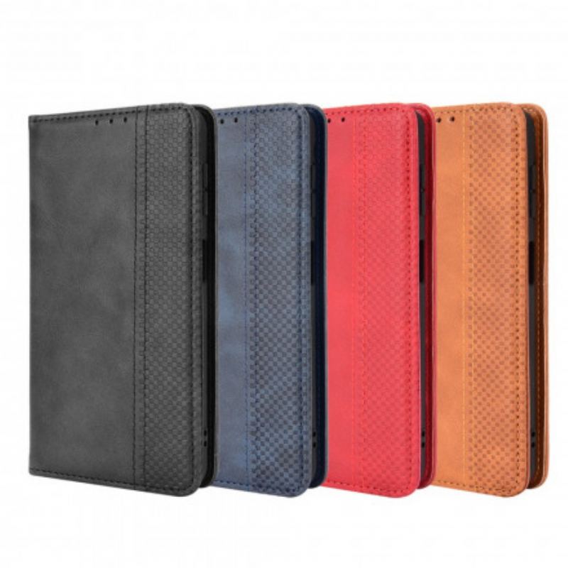 Capa De Celular Para Samsung Galaxy A22 Flip Efeito Couro Vintage Estilizado