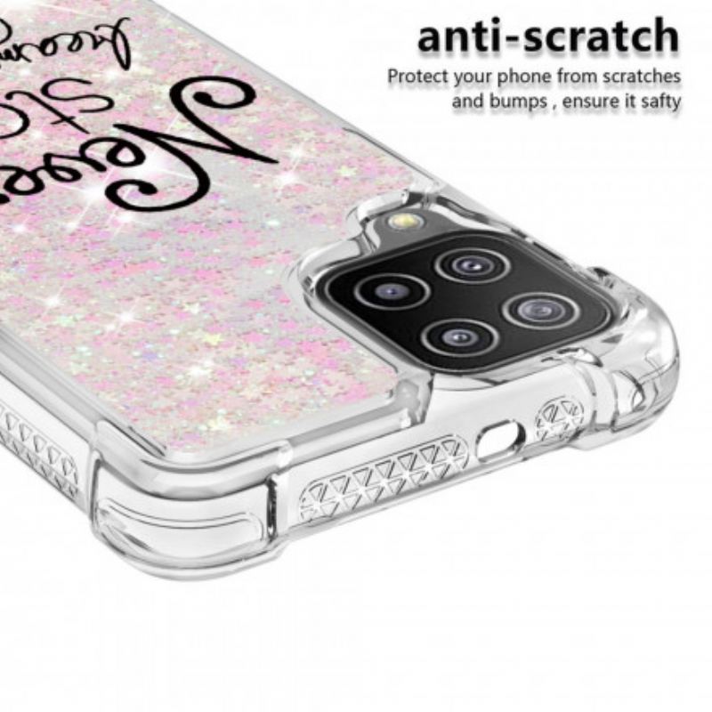 Capa De Celular Para Samsung Galaxy A22 Nunca Pare De Sonhar Com Glitter