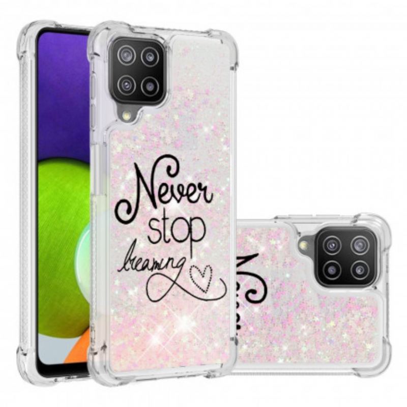 Capa De Celular Para Samsung Galaxy A22 Nunca Pare De Sonhar Com Glitter