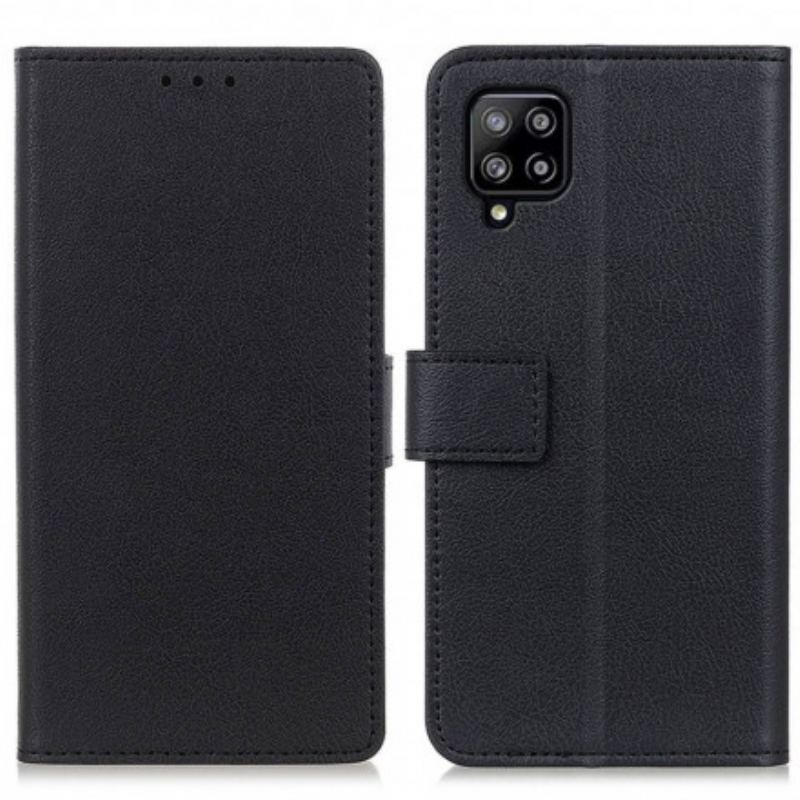 Capa De Couro Para Samsung Galaxy A22 Clássico Efeito De Couro Brilhante