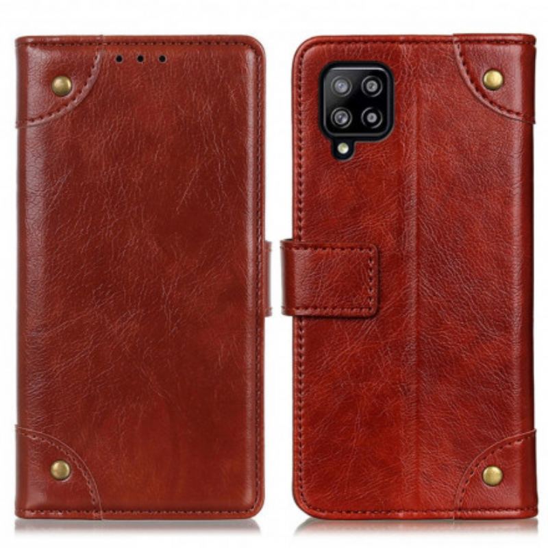 Capa De Couro Para Samsung Galaxy A22 Efeito Couro Napa Antigo