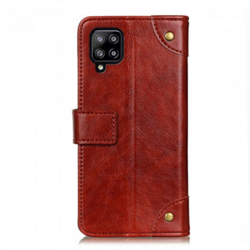 Capa De Couro Para Samsung Galaxy A22 Efeito Couro Napa Antigo