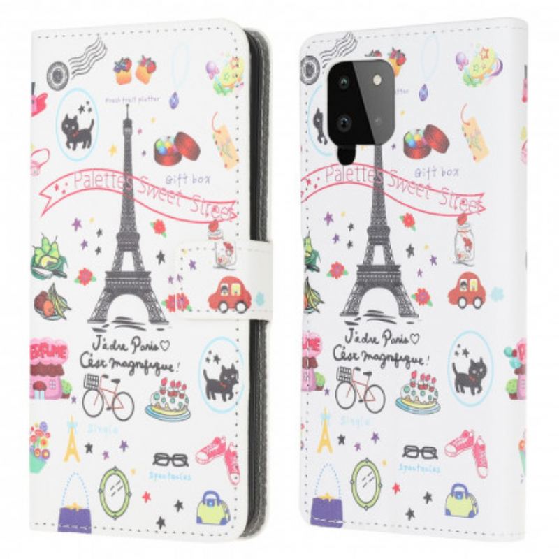 Capa De Couro Para Samsung Galaxy A22 Eu Amo Paris