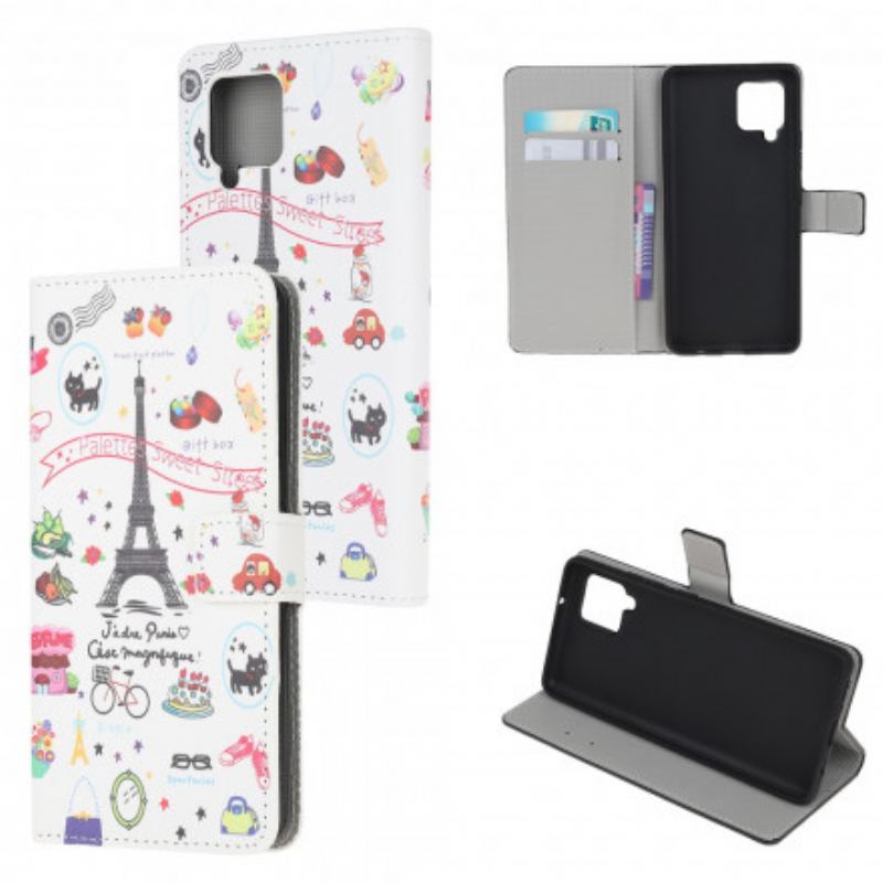 Capa De Couro Para Samsung Galaxy A22 Eu Amo Paris