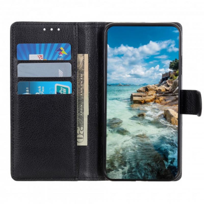 Capa De Couro Para Samsung Galaxy A22 Tradicionalmente Lichia