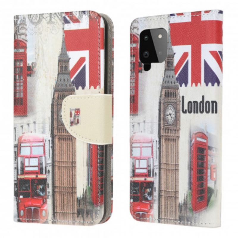 Capa De Couro Para Samsung Galaxy A22 Vida Em Londres