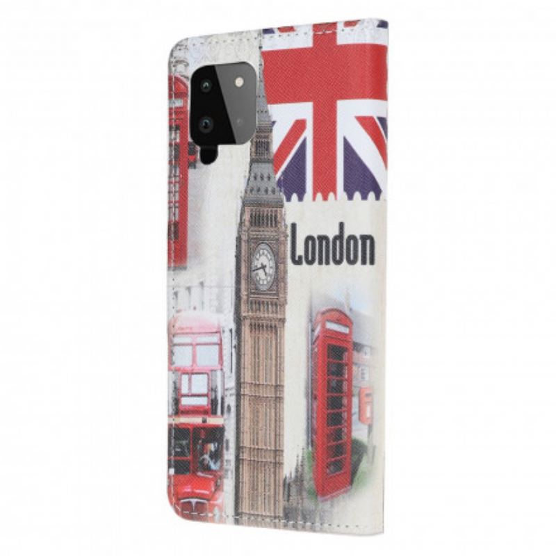 Capa De Couro Para Samsung Galaxy A22 Vida Em Londres