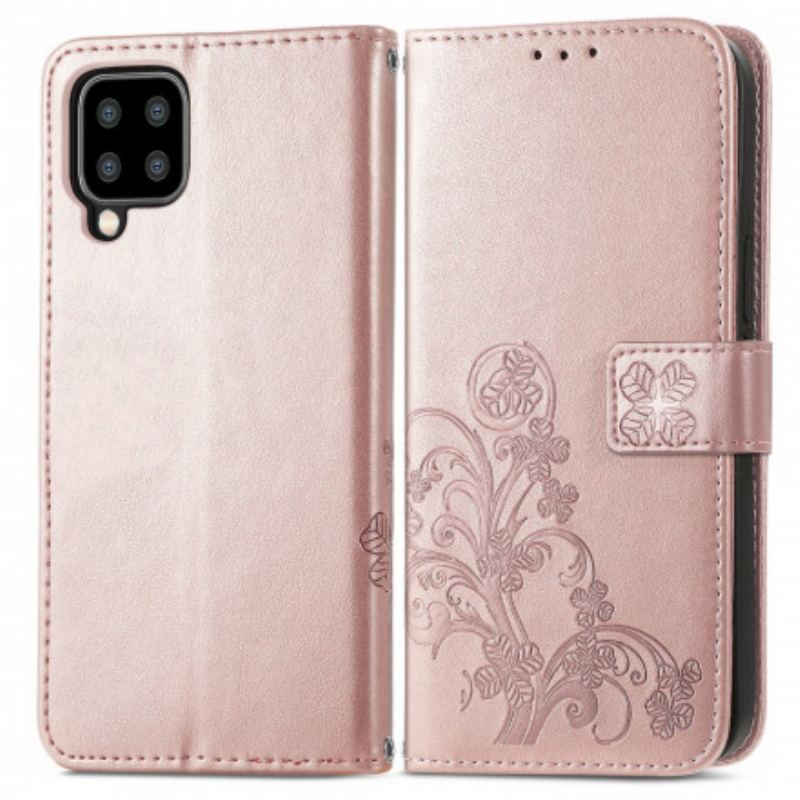 Capa Em Pele Para Samsung Galaxy A22 Trevo-de-quatro-folhas