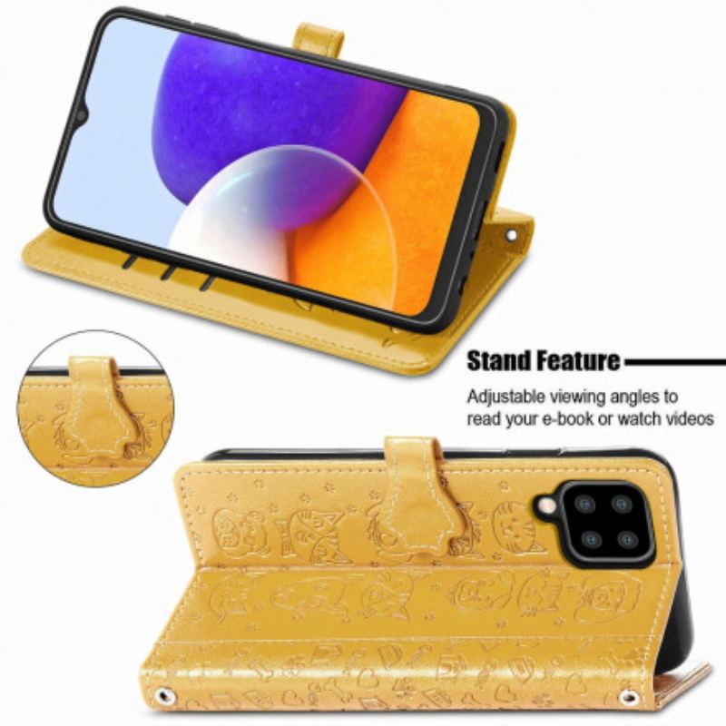 Capa Flip Para Samsung Galaxy A22 Animais Animados