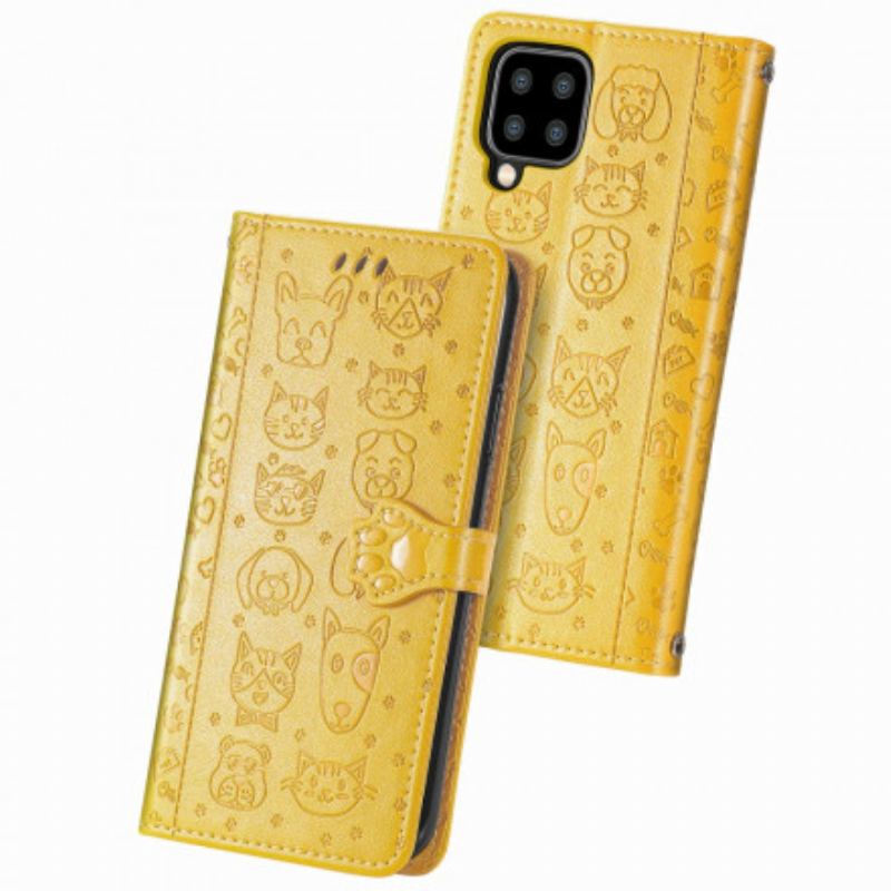 Capa Flip Para Samsung Galaxy A22 Animais Animados