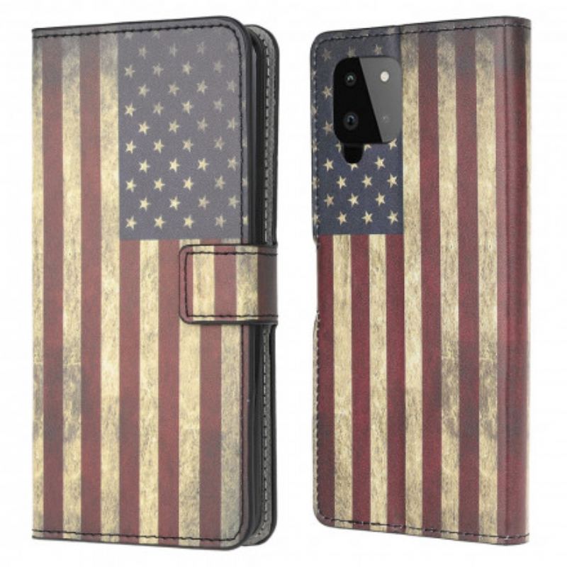 Capa Flip Para Samsung Galaxy A22 Bandeira Americana