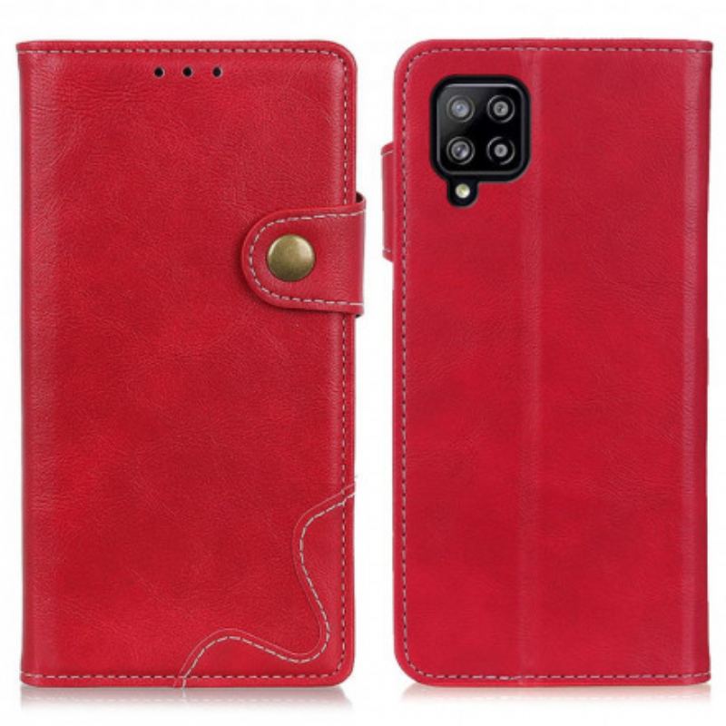 Capa Flip Para Samsung Galaxy A22 Botão Artístico E Costuras