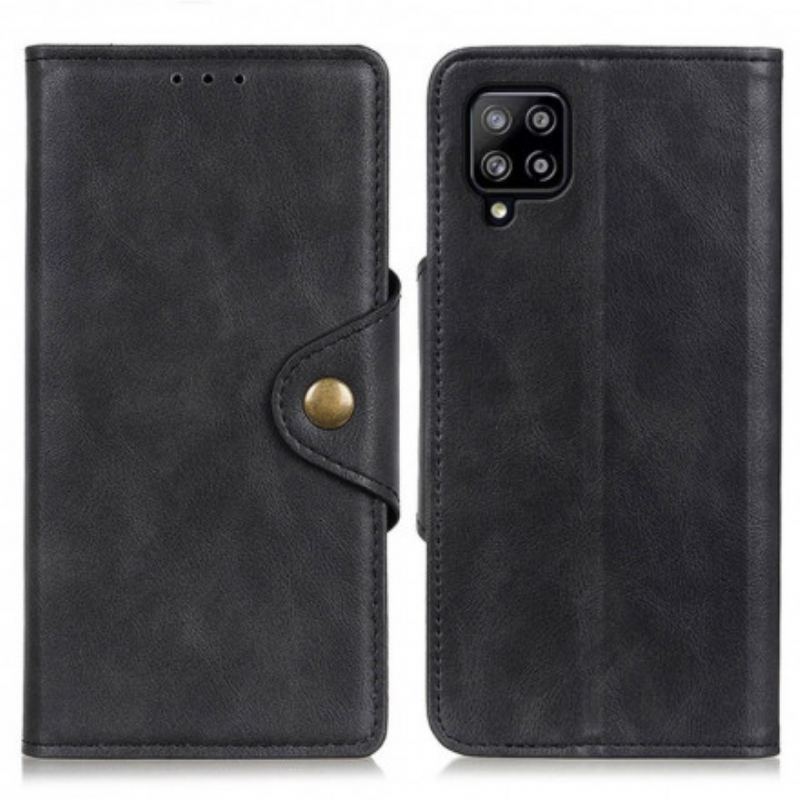 Capa Flip Para Samsung Galaxy A22 Botão De Couro Falso