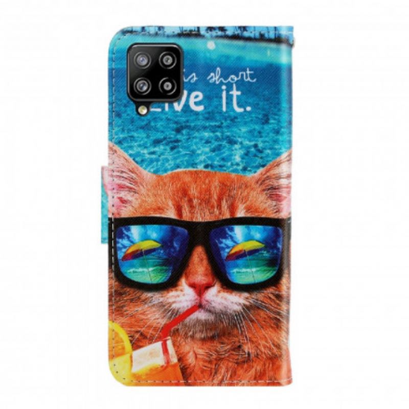 Capa Flip Para Samsung Galaxy A22 De Cordão Cat Live It Strappy