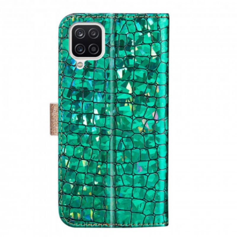 Capa Flip Para Samsung Galaxy A22 Diamantes De Crocodilo