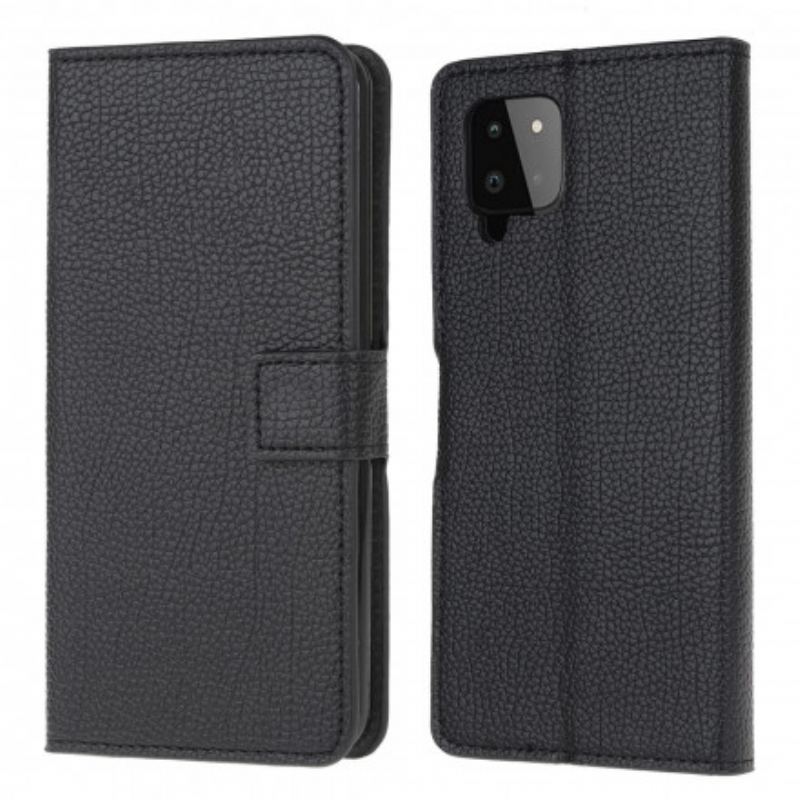 Capa Flip Para Samsung Galaxy A22 Efeito De Couro Granulado De Lichia