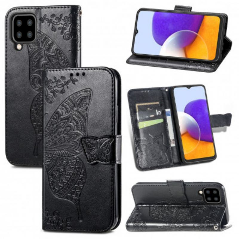 Capa Flip Para Samsung Galaxy A22 Meia Borboleta