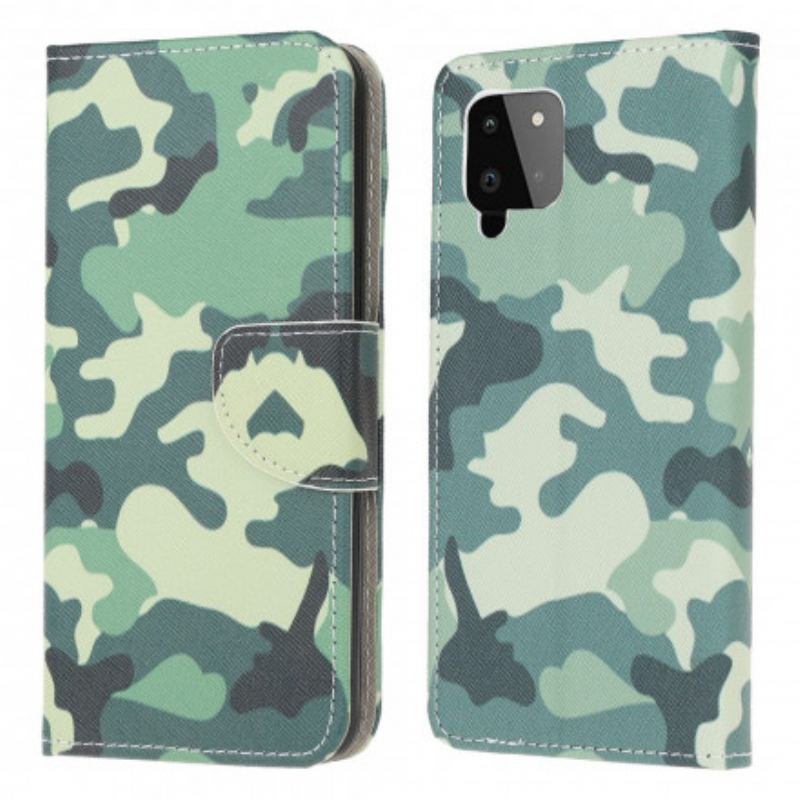 Capa Folio Para Samsung Galaxy A22 Camuflagem Militar