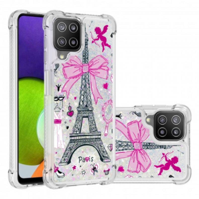 Capa Para Samsung Galaxy A22 As Lantejoulas Da Torre Eiffel