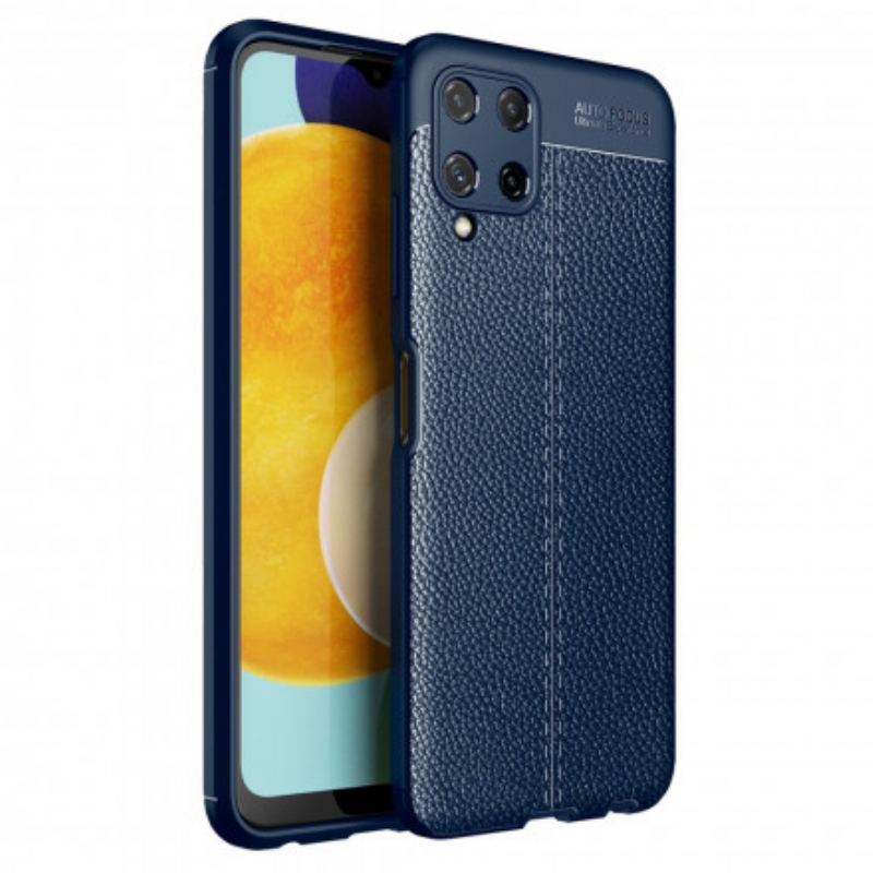 Capa Para Samsung Galaxy A22 Linha Dupla Efeito Couro Litchi