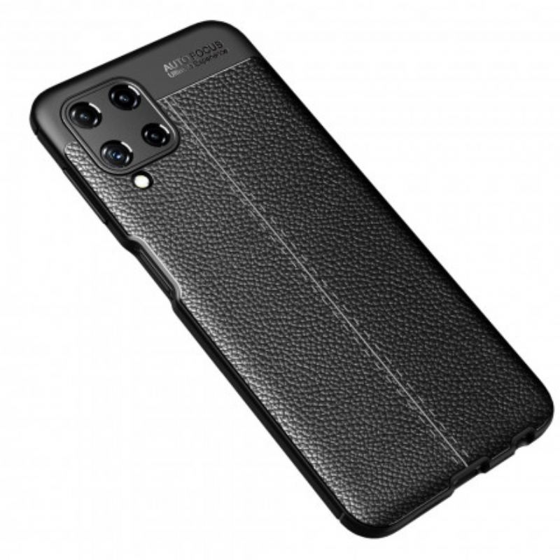 Capa Para Samsung Galaxy A22 Linha Dupla Efeito Couro Litchi