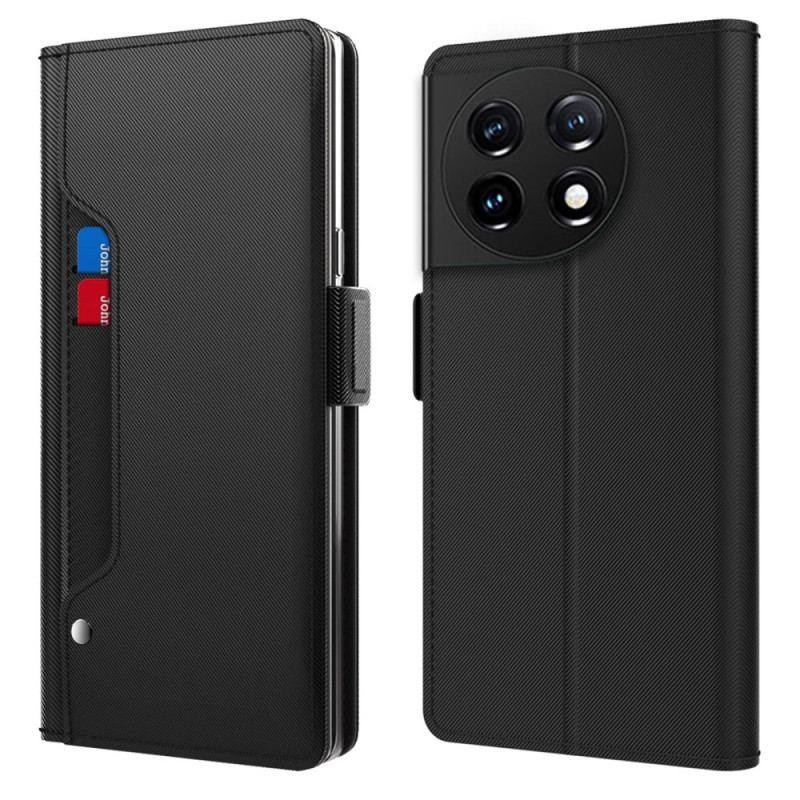 Capa De Couro Para OnePlus 11 5G Espelho Removível E Porta-cartões