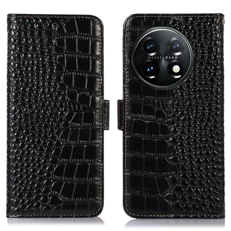 Capa De Couro Para OnePlus 11 5G Rfid Estilo Crocodilo