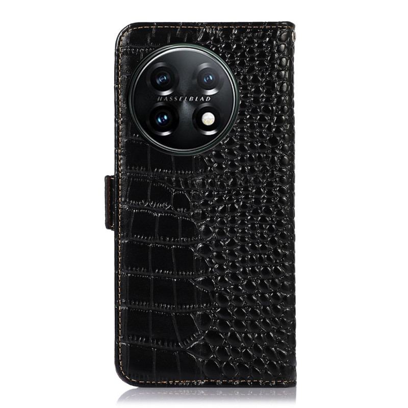 Capa De Couro Para OnePlus 11 5G Rfid Estilo Crocodilo