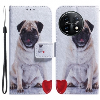 Capa Flip Para OnePlus 11 5G Cachorro Pug