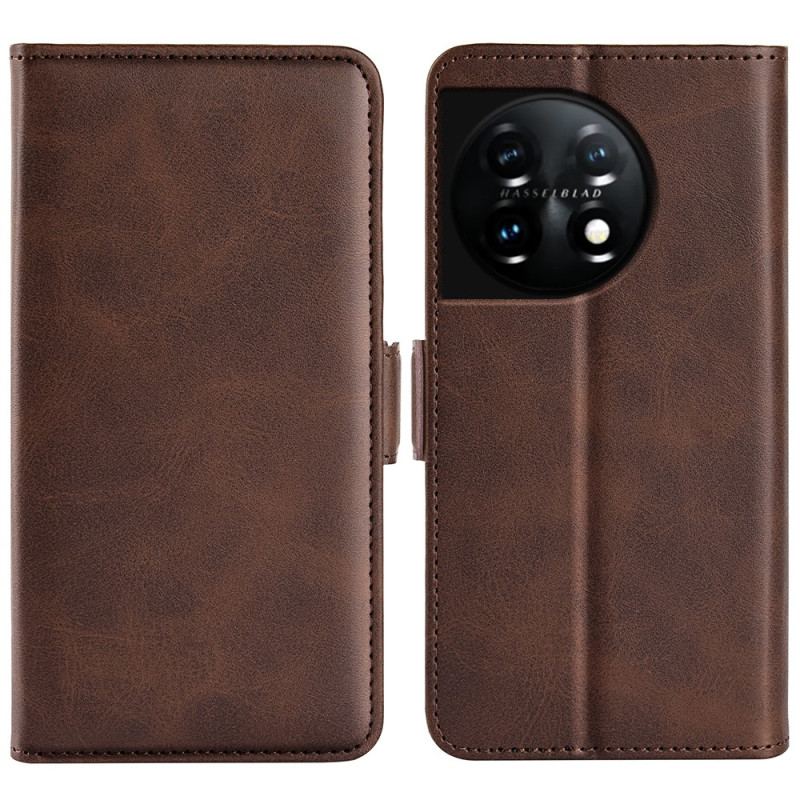 Capa Flip Para OnePlus 11 5G De Couro Aba Dupla