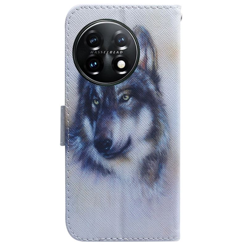 Capa Folio Para OnePlus 11 5G Cachorro Aquarela