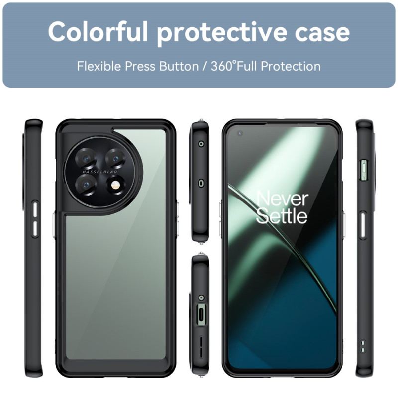 Capa Para OnePlus 11 5G Acrílico Transparente E Contorno Colorido