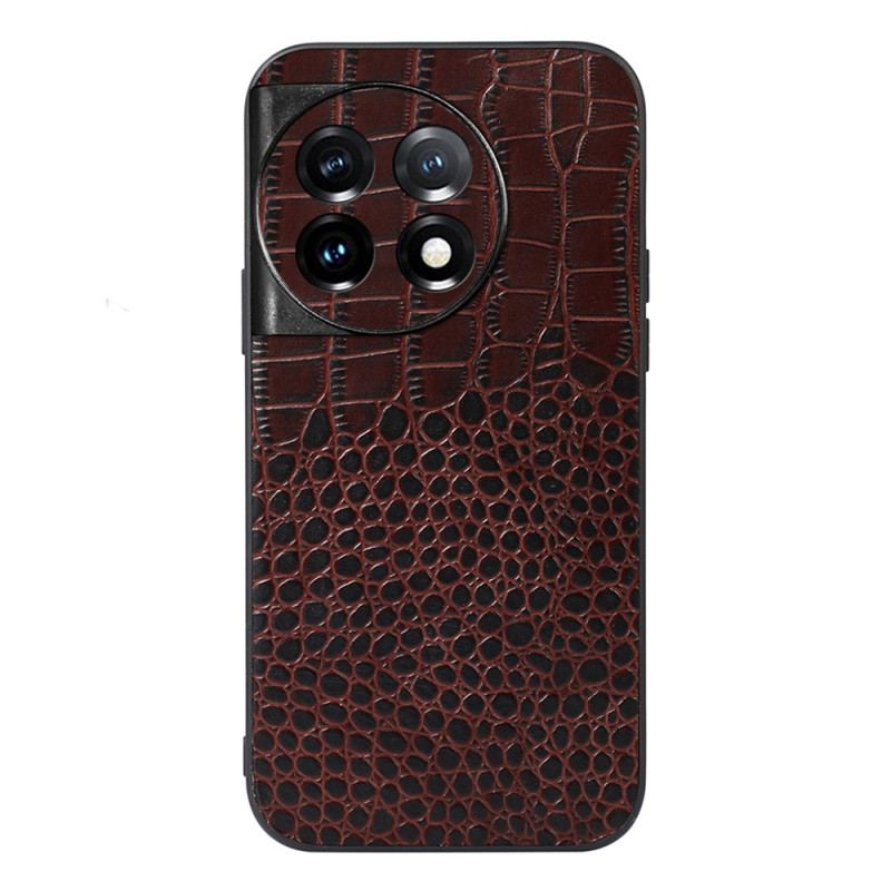 Capa Para OnePlus 11 5G Couro Genuíno Com Textura De Crocodilo