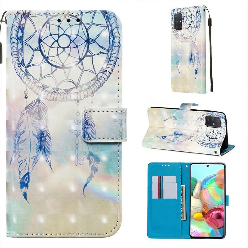 Capa De Couro Para Samsung Galaxy A71 Apanhador De Sonhos Aquarela