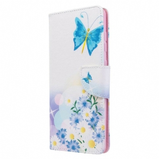 Capa De Couro Para Samsung Galaxy A71 Borboletas E Flores Pintadas