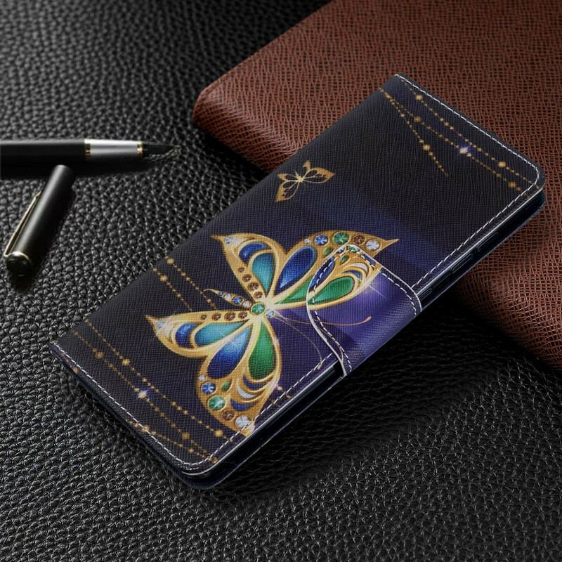 Capa De Couro Para Samsung Galaxy A71 Borboletas Reis