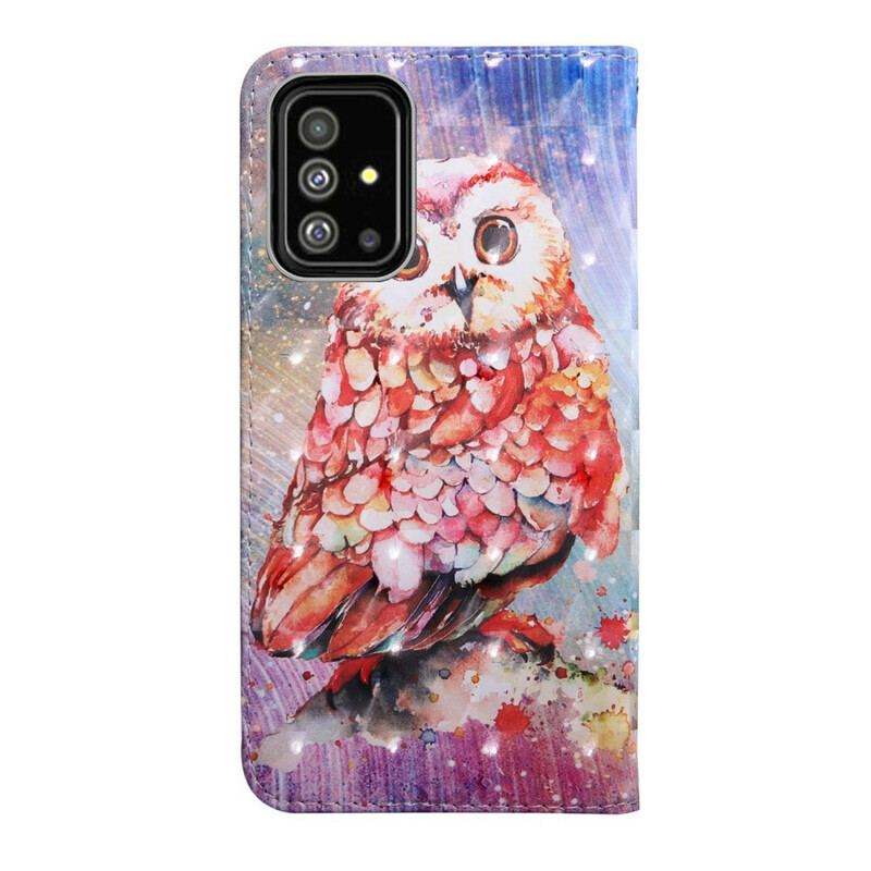 Capa De Couro Para Samsung Galaxy A71 Coruja O Pintor