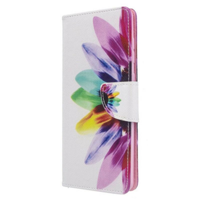 Capa De Couro Para Samsung Galaxy A71 Flor Aquarela